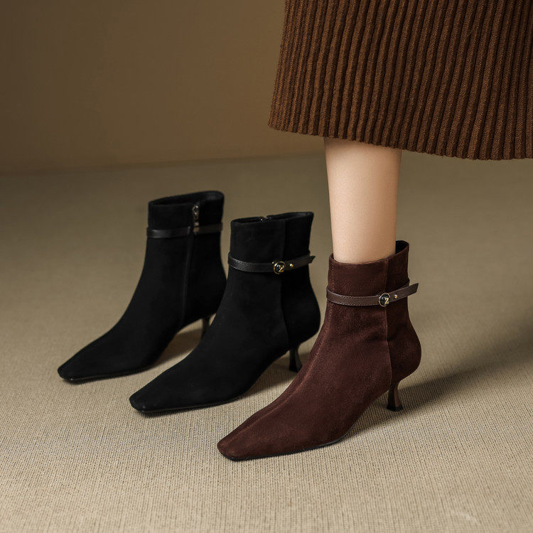 超软真皮小短靴女秋冬季真皮细跟高跟鞋尖头法式软底不累脚瘦瘦靴,户外/登山/野营/旅行用品,登山鞋/徒步鞋,淘宝优惠券,粉丝福利购,淘宝优惠卷