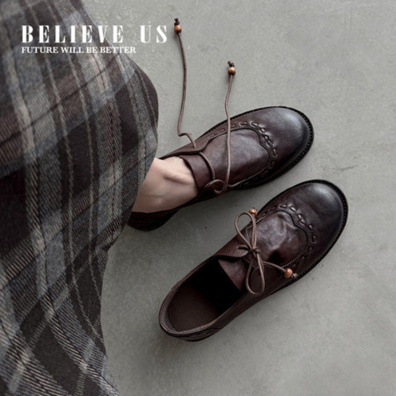 小皮鞋女英伦风法式赫本秋季2025新款单鞋平底编织黑棕色舒适百搭,流行男鞋,马丁靴,淘宝优惠券,粉丝福利购,淘宝优惠卷