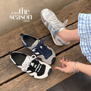 丑萌歪头~内增高网面透气德训鞋女复古阿甘鞋休闲德训鞋2025新款