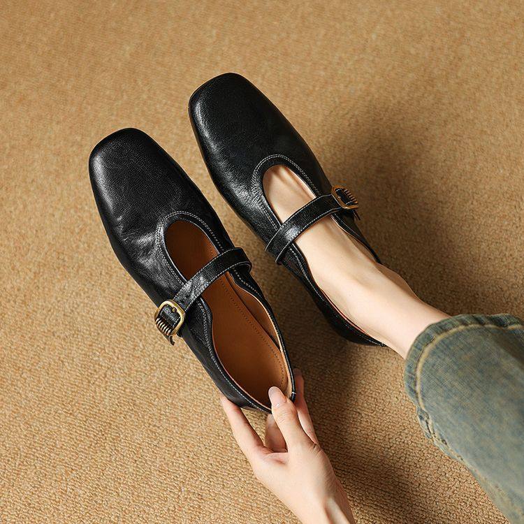 法式方头低跟羊皮单鞋女2025春新一字扣带玛丽珍鞋百搭小皮鞋女鞋,户外/登山/野营/旅行用品,登山鞋/徒步鞋,淘宝优惠券,粉丝福利购,淘宝优惠卷