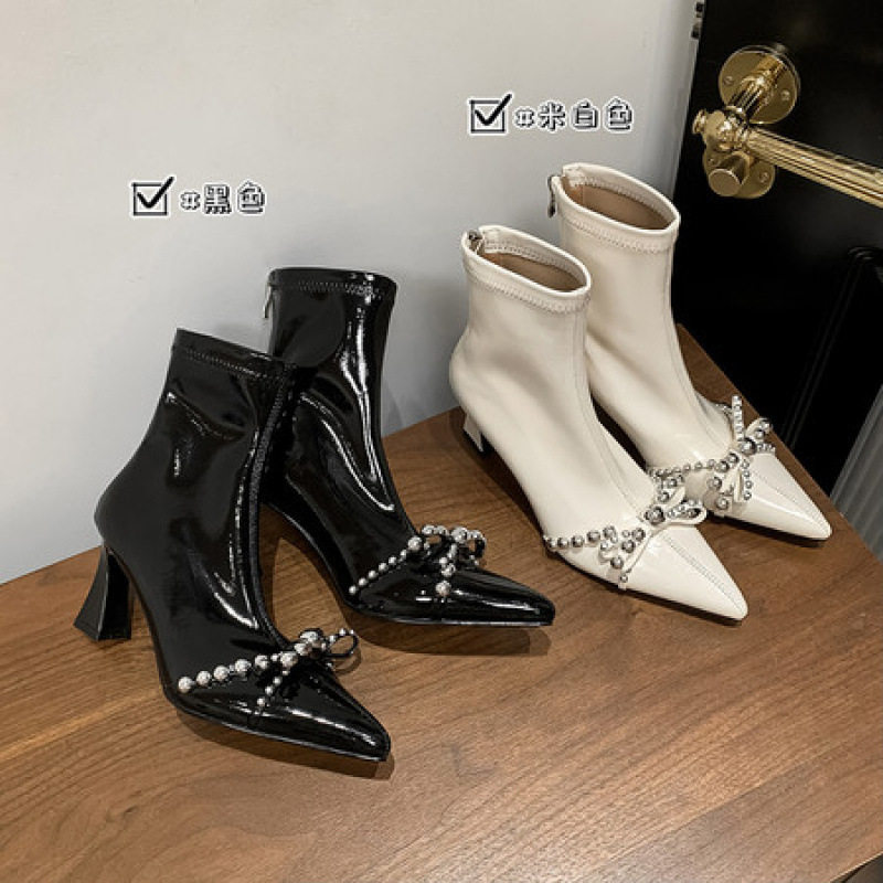高跟尖头短靴女细跟后拉链2025年新款秋冬季黑色漆皮高级感瘦瘦靴,户外/登山/野营/旅行用品,登山鞋/徒步鞋,淘宝优惠券,粉丝福利购,淘宝优惠卷