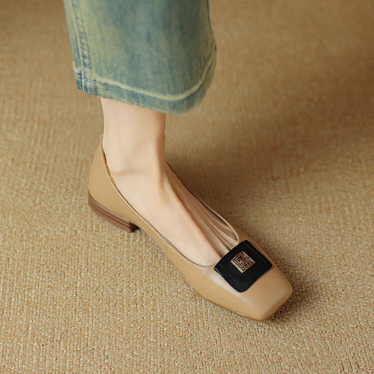 牛皮四季鞋法式单鞋女2024新款春秋浅口女鞋软底豆豆鞋一脚蹬瓢鞋,流行男鞋,马丁靴,淘宝优惠券,粉丝福利购,淘宝优惠卷