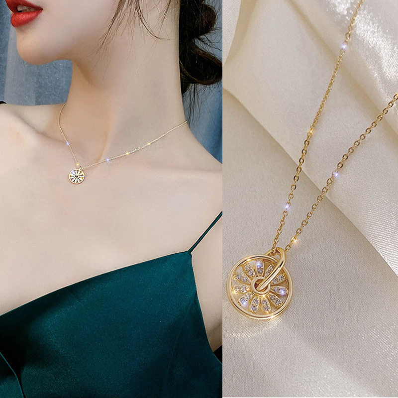 韩版真金电镀彩金项链女保色锁骨颈饰