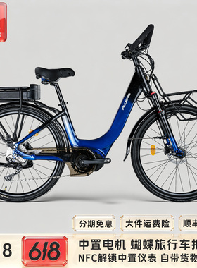 铝合金力矩可提锂电池中置电机8速油碟电助力自行车