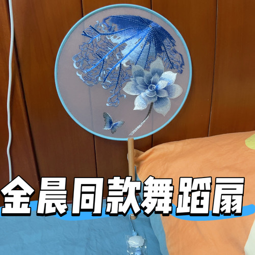 金晨同款舞蹈团扇双面刺绣高级感团扇古风汉服扇子圆扇刺绣扇子女