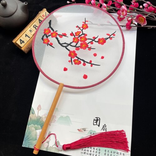 长柄刺绣扇子汉服道具