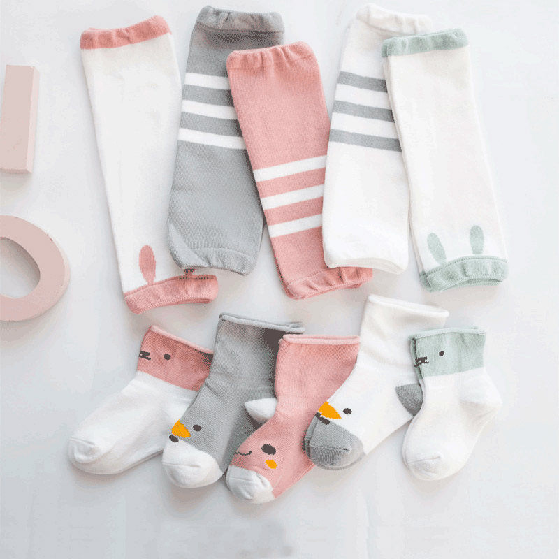 宝宝袜套春秋薄款纯棉分体袜子脚套可爱过膝长筒袜婴幼儿冬季护膝