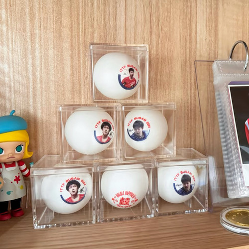 收纳乒乓球时尚简约高透盒桌面收纳纪念球签名邓颖莎展示盒