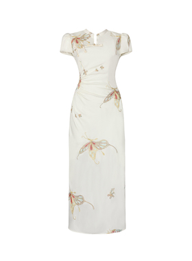 新中式小众刺绣设计感白色旗袍连衣裙女夏漂亮独特气质长裙高级感