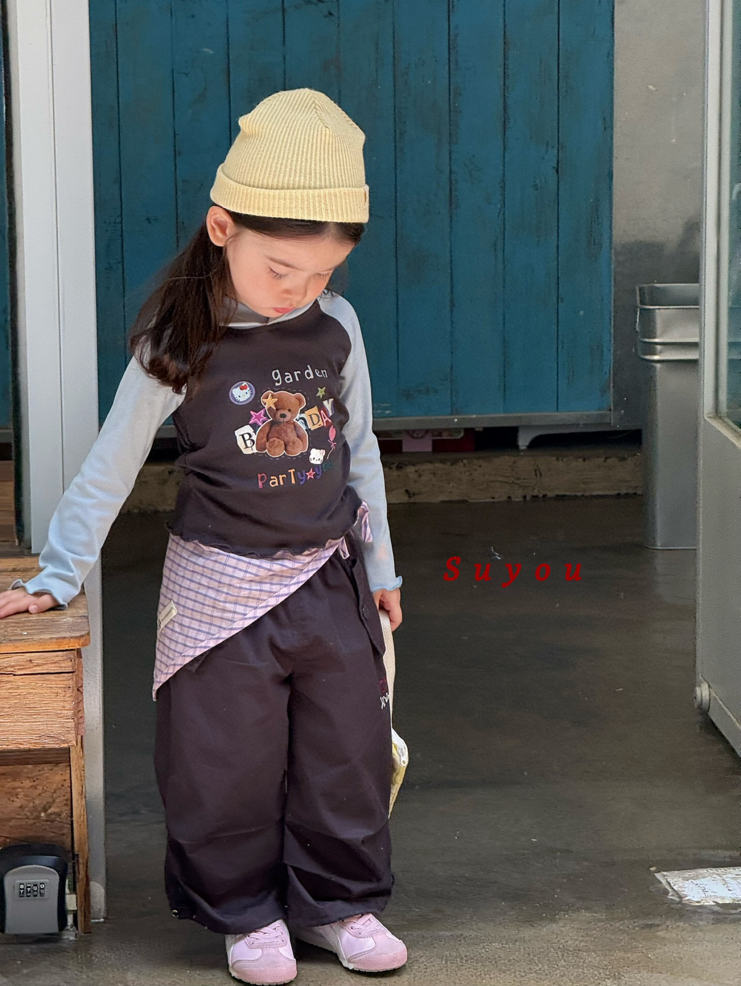 小树家2025新款女童韩版卡通长袖T恤儿童休闲运动卫衣美式工装裤