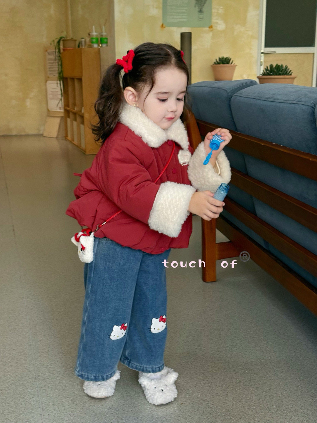 小树家2025秋冬新款女童韩版甜美可爱毛毛毛棉服外套儿童圣诞新年