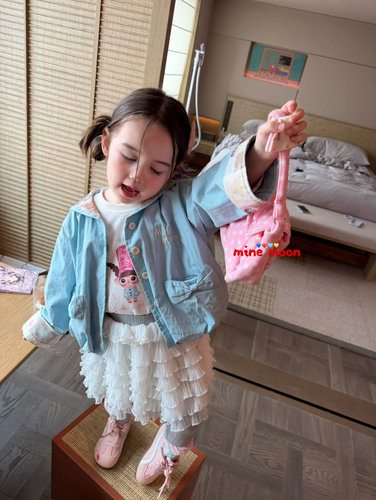 小树家 小月亮mini moon2026秋款女宝卡通印花翻领外套蛋糕裙裤