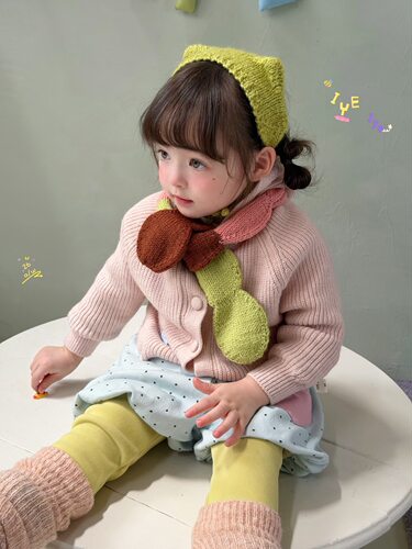 小树家 iye艾野26秋冬款马卡龙色连帽毛衣开衫加绒爱心假两件花苞
