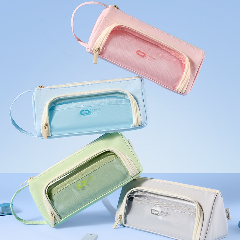 得力BC400学生用简约ins铅笔袋大容量收纳文具袋多功能文具袋笔袋