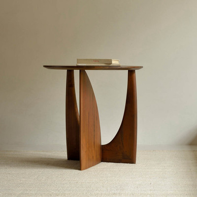 简约实木圆形边几小茶几沙发边桌北欧圆桌床头桌子几何设计师角几