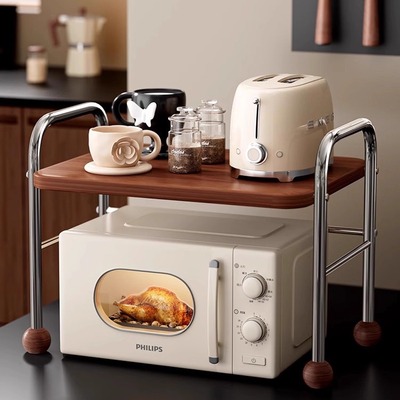 德国精工微波炉置物架厨房家用放电饭煲锅一体收纳支架台面烤箱架