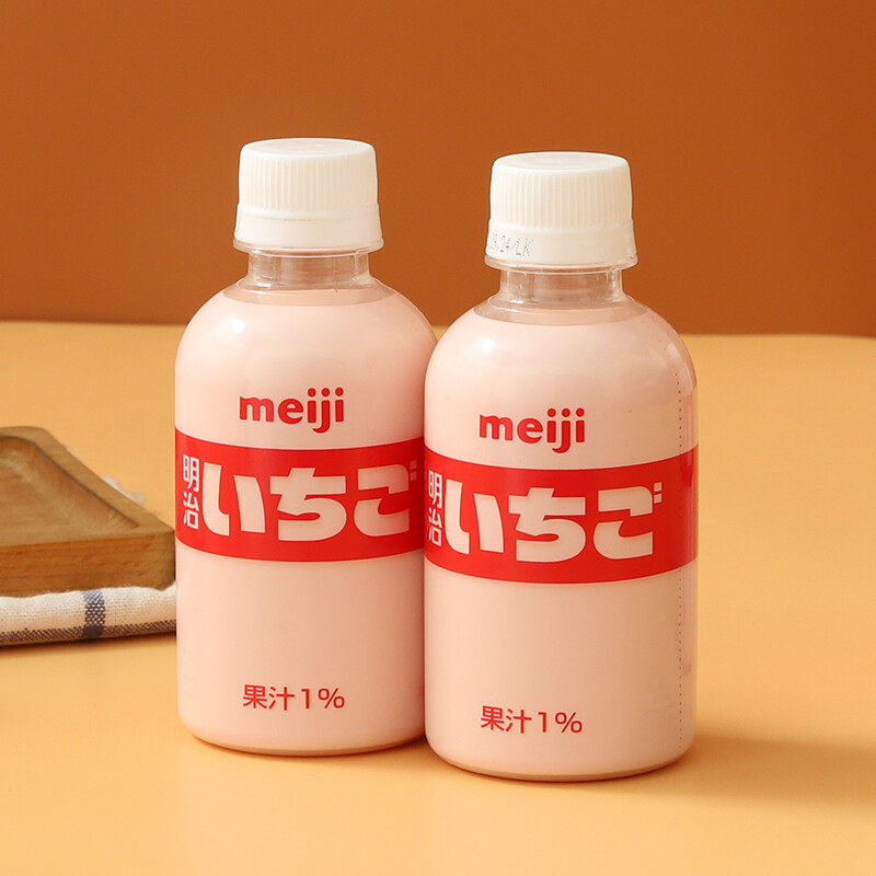 【临期】原装进口 明治草莓牛奶饮料meiji果味饮料220ml瓶装
