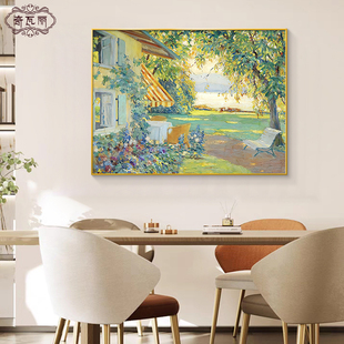世界名画餐厅装 饰画轻奢高级感挂画莫奈手绘油画饭厅餐桌墙面壁画