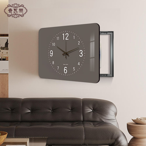 现代简约电表箱装饰画 画带钟表多功能遮挡配电箱挂钟盒2025新款