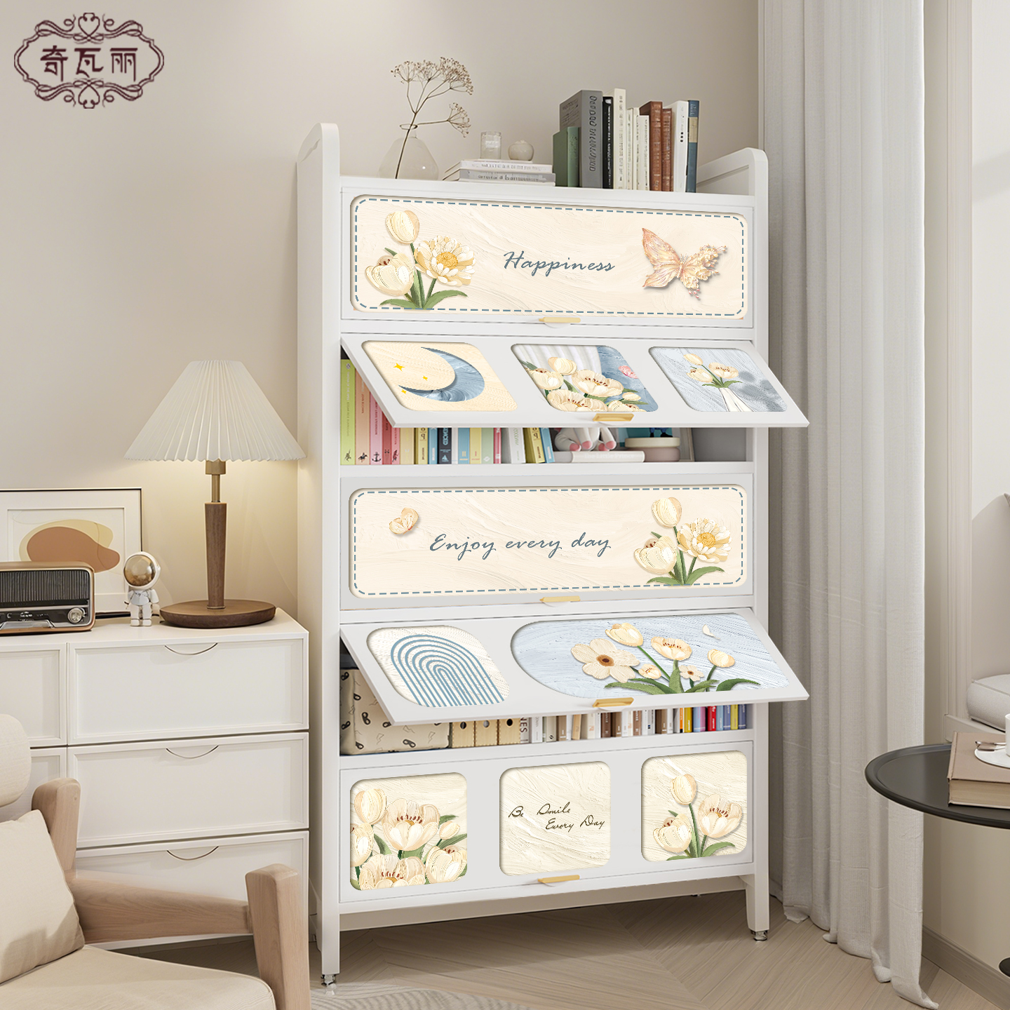 【种草30W+】奶油风钢制书柜