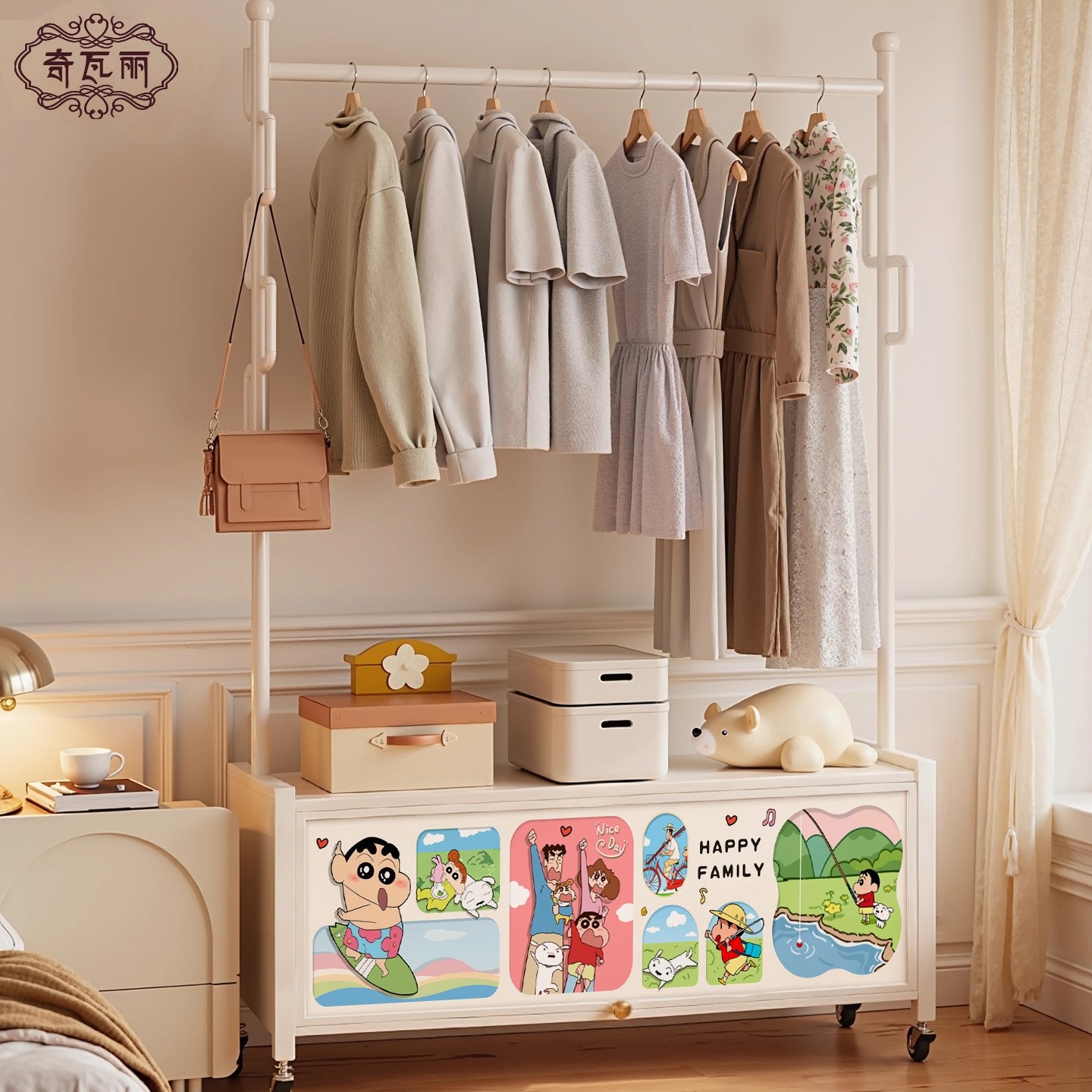 卧室落地挂衣架家用室内可移动衣帽架多功能收纳柜一体2025新款