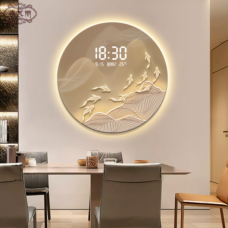 轻奢餐厅装饰画带钟表