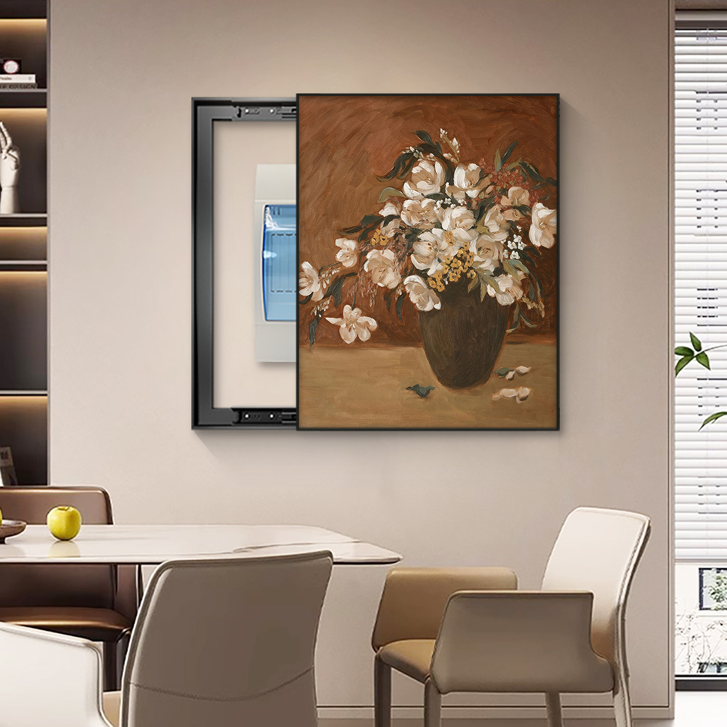 花卉电表箱装饰画竖版世界名画遮挡配电箱电闸盒餐厅挂画2026新款