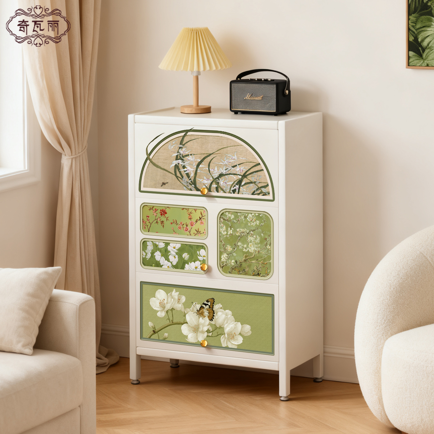 中古风斗柜客厅靠墙沙发边柜卧室置物柜铁皮收纳储物小柜子餐边柜