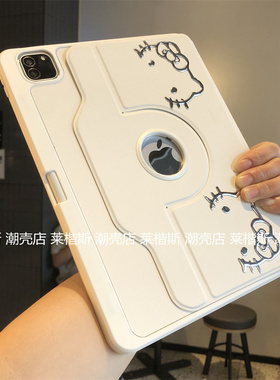 可爱360度旋转亚克力适用2025新款ipad11代保护套10.9苹果10代Pro11寸10.2寸9.7带笔槽A2696防弯air567平板壳