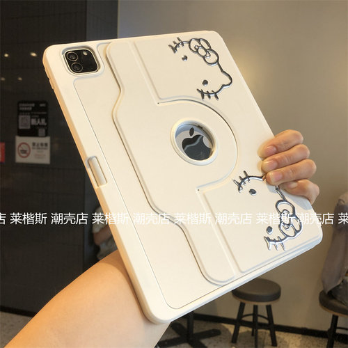 可爱360度旋转亚克力适用2025新款ipad11代保护套10.9苹果10代Pro11寸10.2寸9.7带笔槽A2696防弯air567平板壳