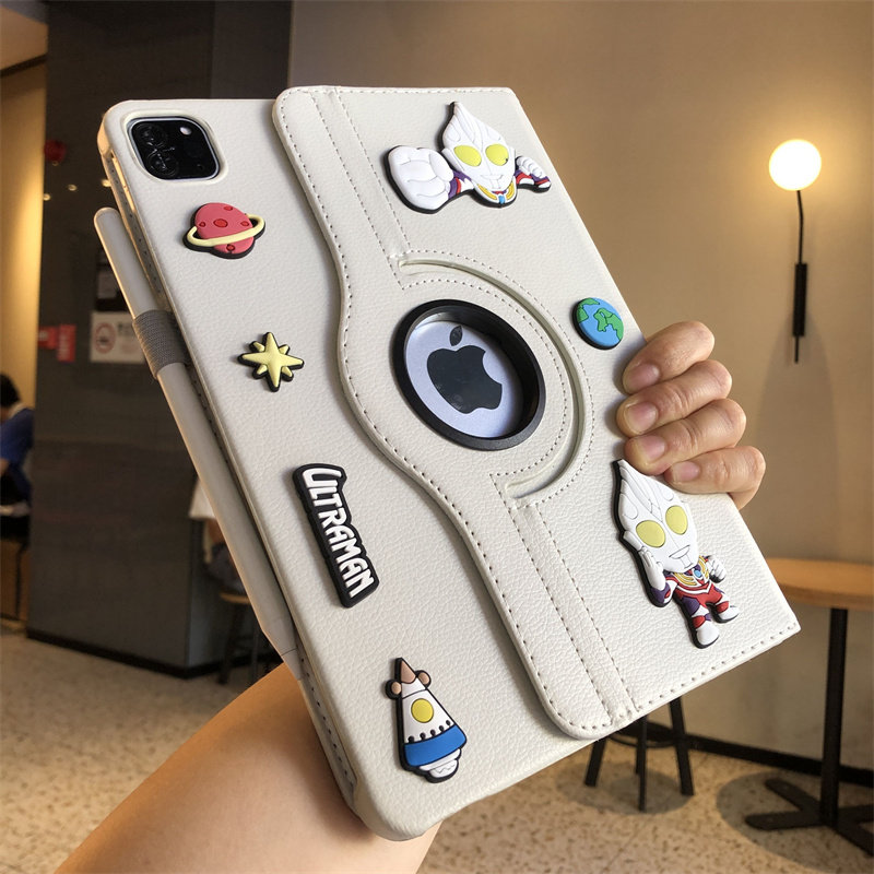 超人公仔diy可旋转横竖支架苹果ipad10/11代保护套10.9第789代10.2平板Pro11儿童air5防摔9.7寸迷你皮套a2696