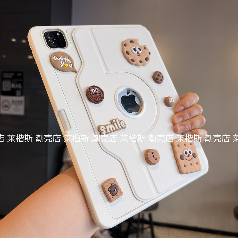 360旋转亚克力带笔槽适用苹果iPad11代a16保护套10代10.9立体Pro11寸10.2/9.7可爱a2902卡通air8皮套12.9外壳