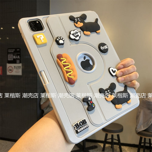 腊肠狗立体360度旋转支架适用iPad11代保护套2025款苹果10代Pro11寸10.2寸9.7笔槽a2197亚克力air67平板壳a16