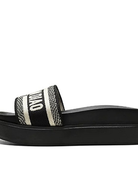 CHISITIAN DIAO厚底一字拖真皮网红凉拖2025新款女夏季软底沙滩鞋