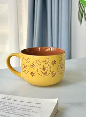 可爱维尼熊牛奶陶瓷杯子早餐咖啡杯家用创意ins马克杯燕麦杯水杯