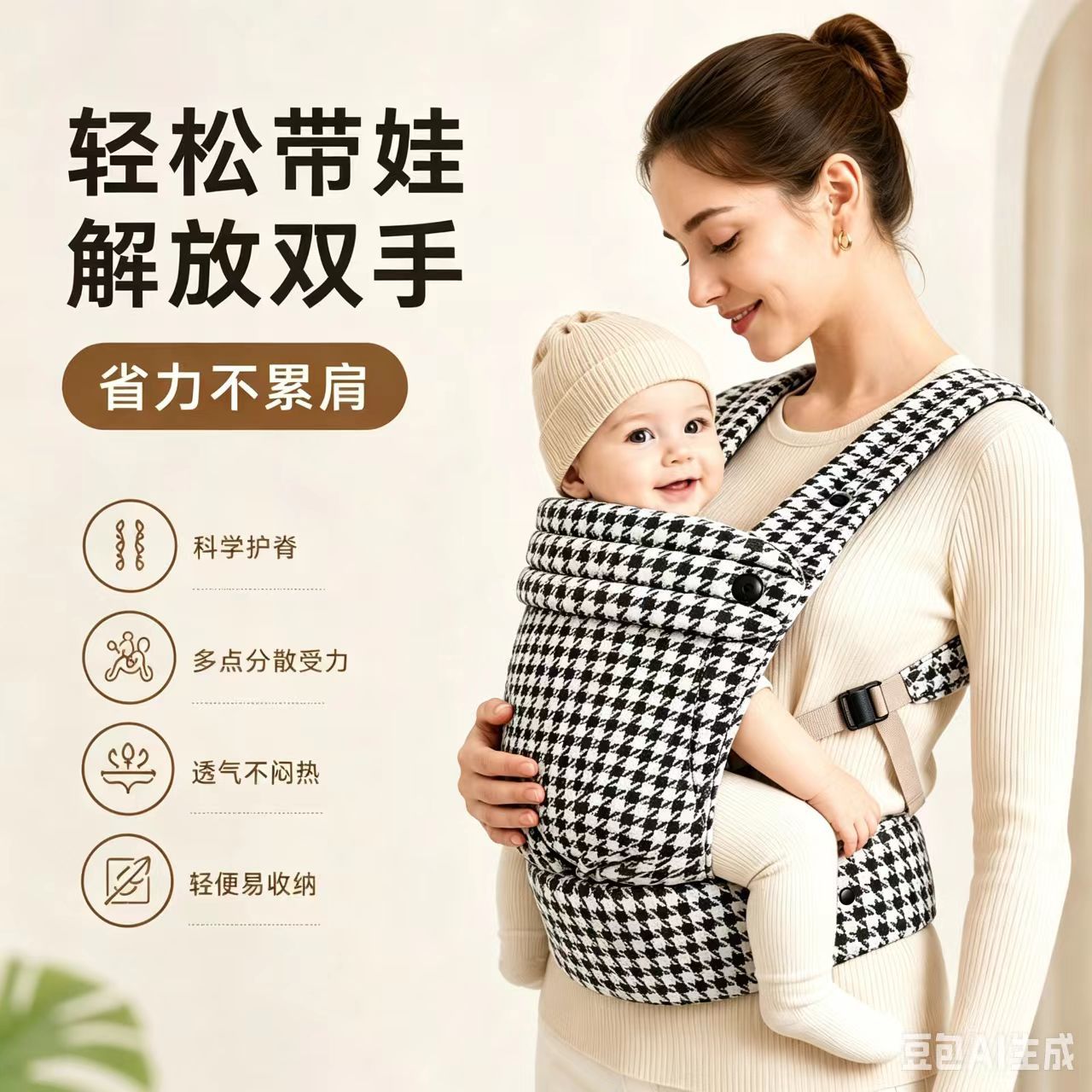 四季双肩婴儿背带儿童腰凳婴儿背袋外出抱娃宝宝神器轻便背巾