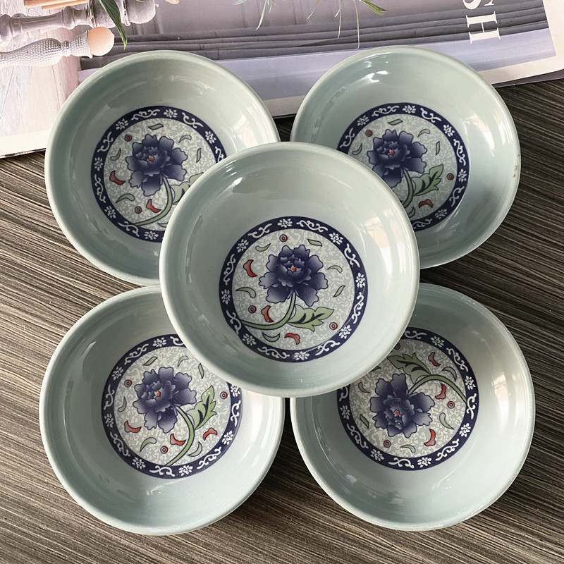 一元店青花醋碟 仿瓷密胺餐碟 小菜碟 圆形咸菜碟子 饭店酱醋碟子