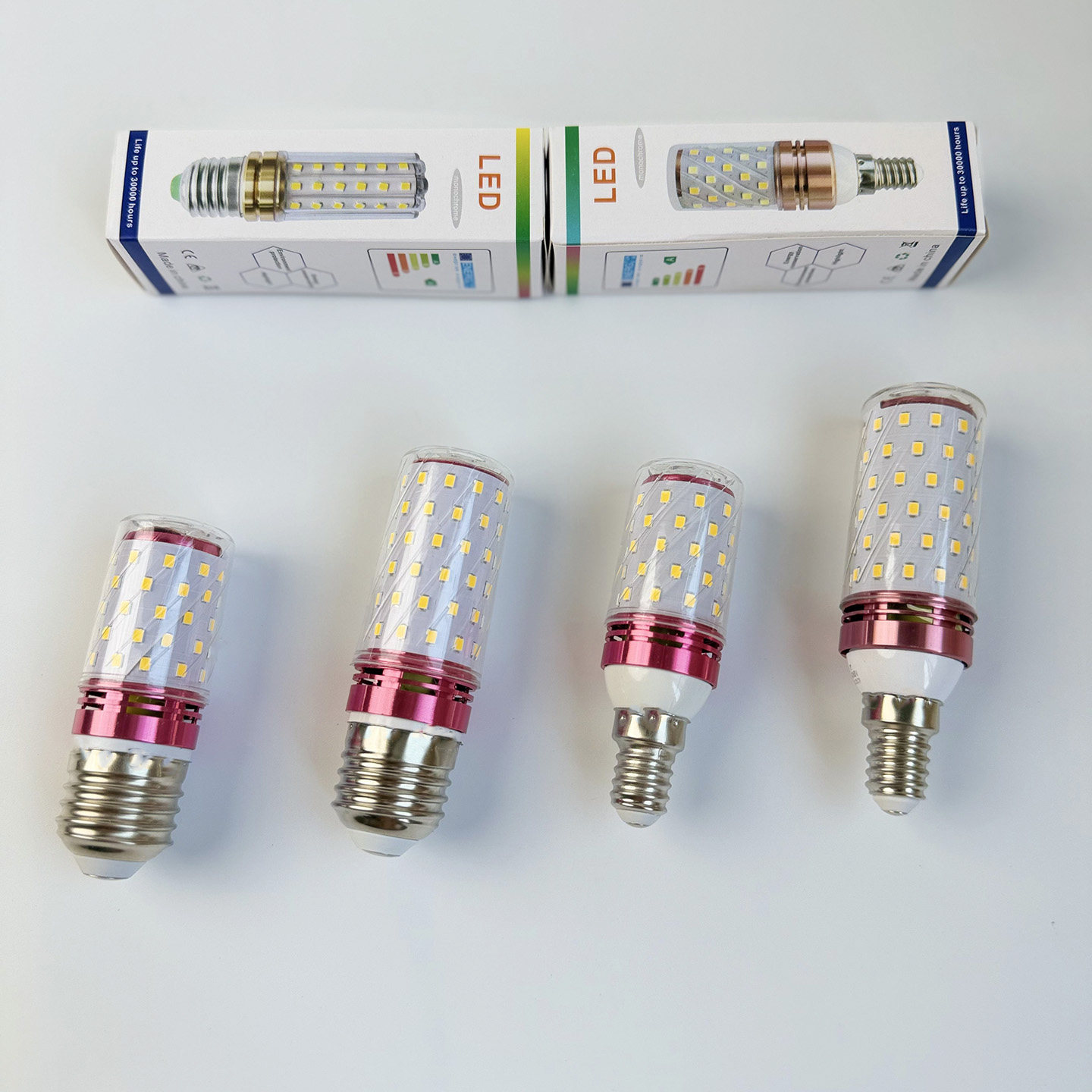 玉米灯led水晶灯泡e14螺口节能暖光e27螺口室内家用灯泡三色变光