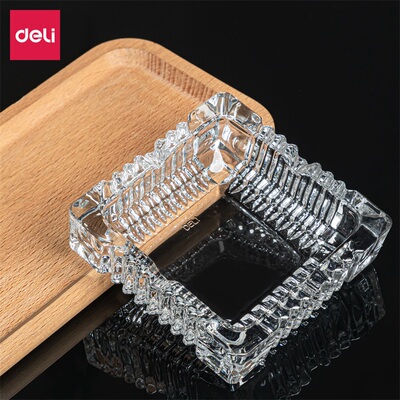 得力9578玻璃烟灰缸大气方形大号