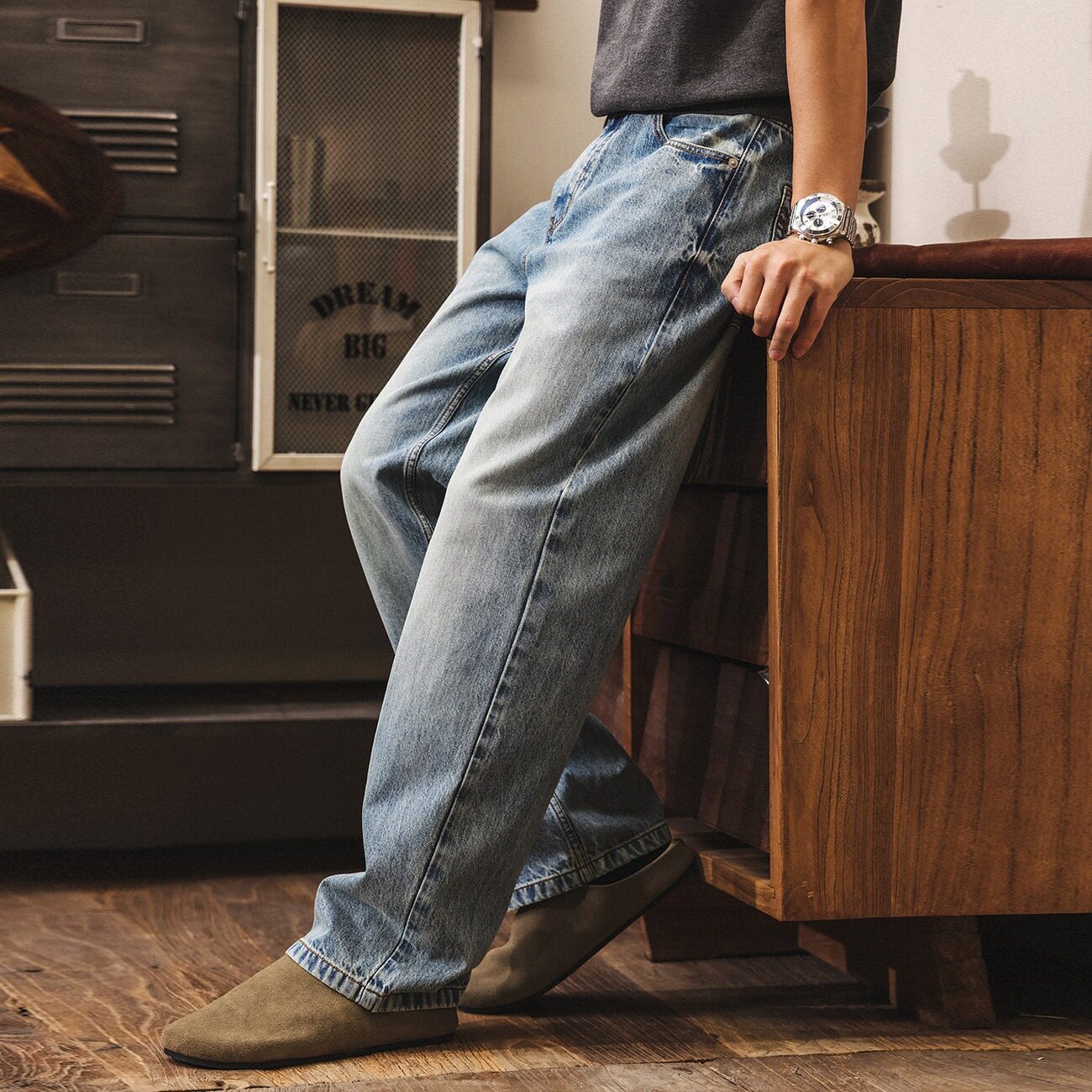 美式复古直筒牛仔裤男款春季潮牌水洗休闲裤2026新款宽松潮流长裤