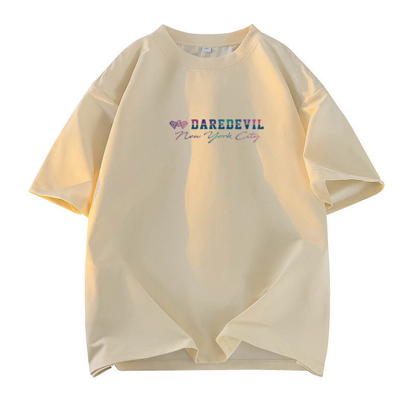 2026街头短袖t恤男纯棉正肩半袖青年宽松夏季新款大码纯色情侣装