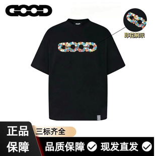 GOOD国潮夏季新款男女印花重磅纯棉短袖T恤情侣百搭宽松潮流上衣