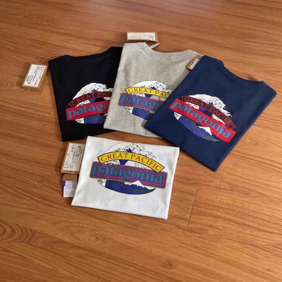 巴塔潮牌户外运动海浪雪山夏季纯棉短袖T恤男宽松大码圆领