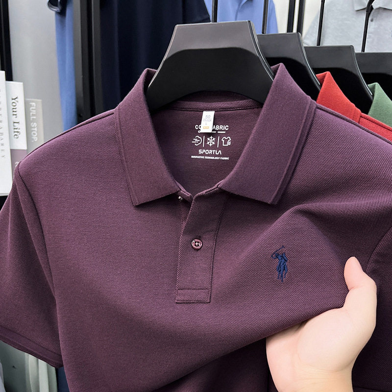 2026新款马标刺绣短袖t恤polo衫男士夏季高端休闲翻领打底上衣男