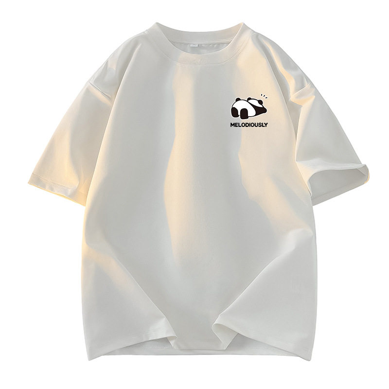 2026宽松短袖t恤男纯棉正肩半袖青年宽松夏季新款大码纯色情侣装