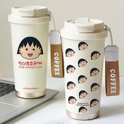 樱桃小丸子咖啡杯保温杯女生高颜值吸管水杯2025新款便携式杯子