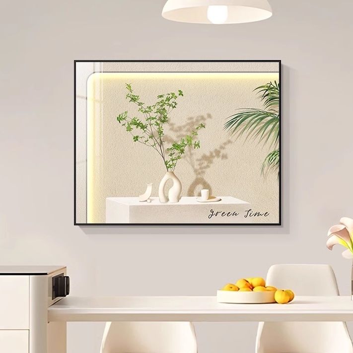 奶油风电表箱装饰画免打