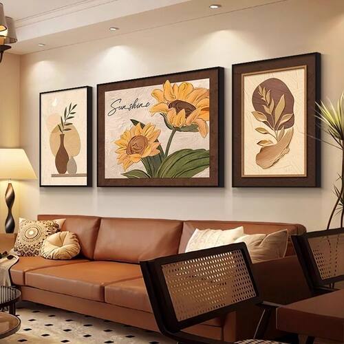 奶油向日葵客厅餐厅装饰