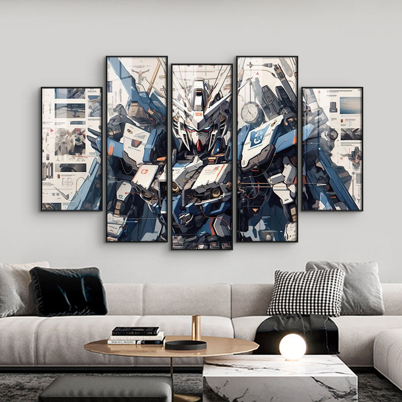 高达挂画独角兽海报二次元电竞房间墙壁画男孩房间卧室床头装饰画