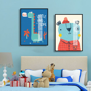 北欧风格卡通装饰画简约萌宠系列客厅餐厅壁画儿童卧房床头画挂画